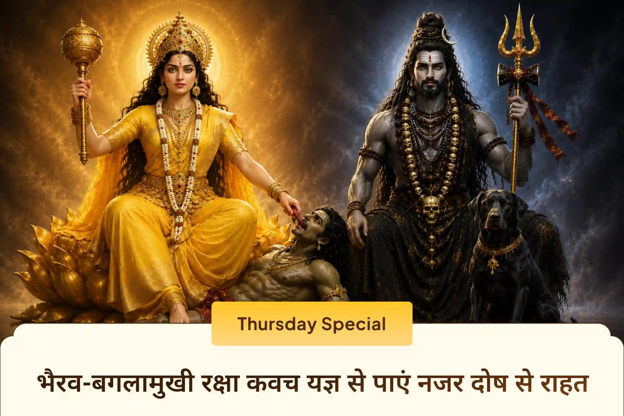 🔱 बटुक भैरव और मां बगलामुखी की कृपा से नज़र दोष, नकारात्मक ऊर्जा और अदृश्य बाधाओं से रक्षा के लिए इस दिव्य रक्षा कवच यज्ञ में भाग लें।