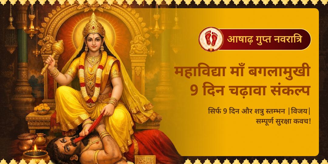 आषाढ़ गुप्त नवरात्रि पर 9 दिन महाविद्या माँ बगलामुखी चढ़ावा संकल्प लें - शत्रु स्तम्भन, कोर्ट-कचहरी विजय, नज़र दोष से शांति आशीर्वाद पाएं!