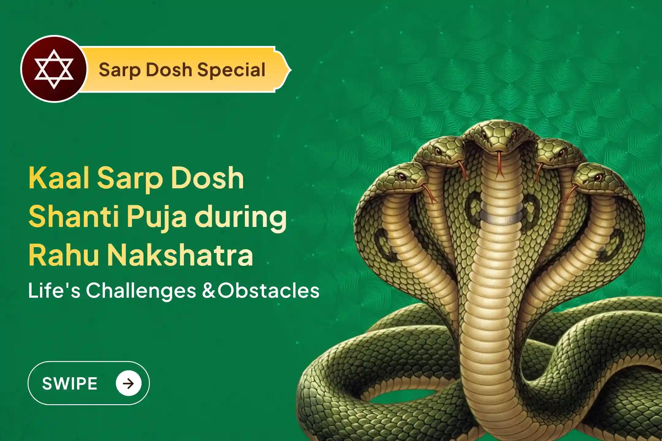🐍 Troubled by the effects of Kaal Sarp Dosha?  Find a path toward relief from the effects of Kaal Sarp Dosha through a special Shanti Puja performed in the sacred Trimbakeshwar kshetra during Rahu Nakshatra.
