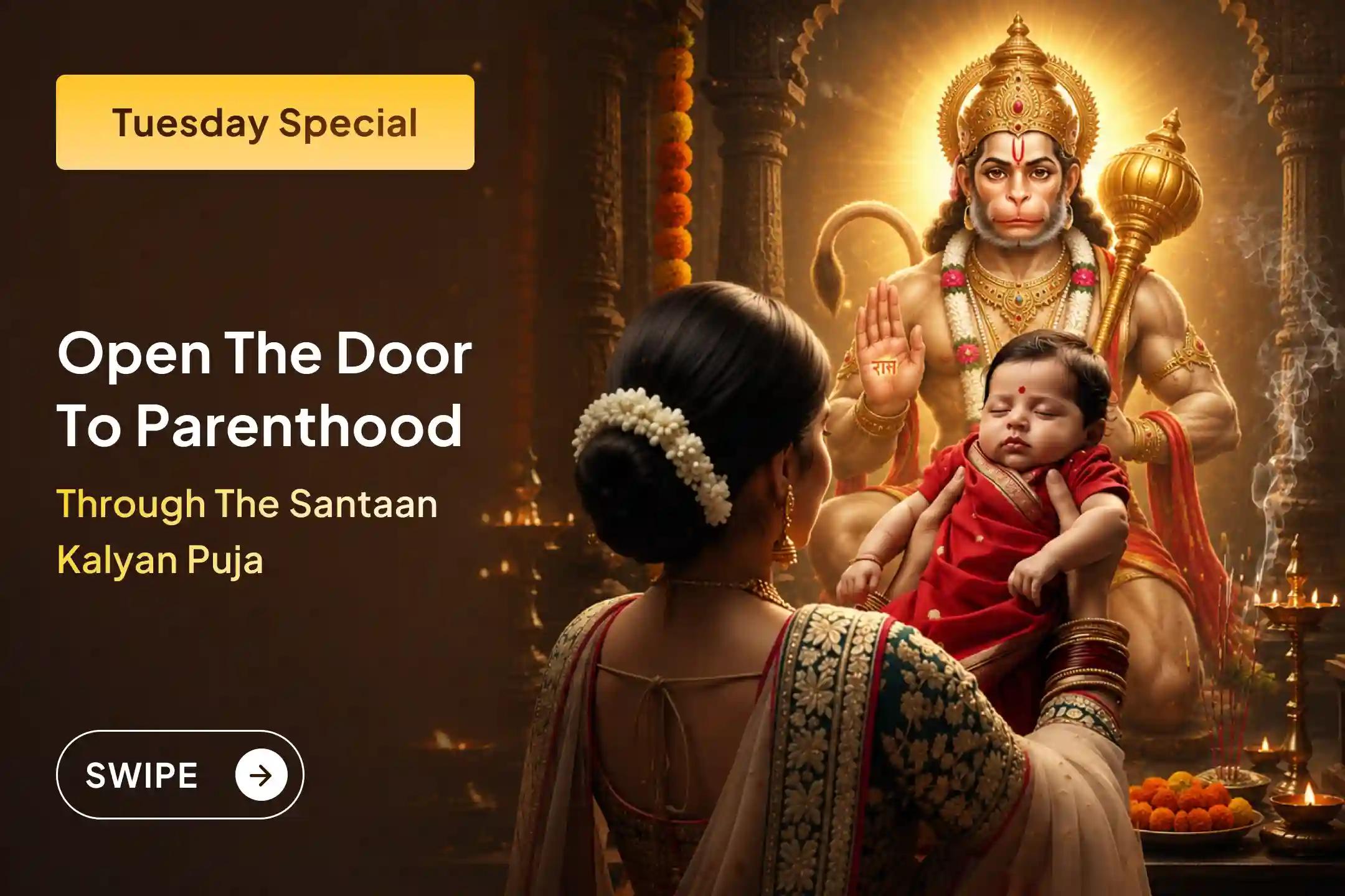 🙏 Offer your sacred desire for parenthood at the feet of Lord Hanuman and seek blessings of new hope, protection, and happiness for your home.
