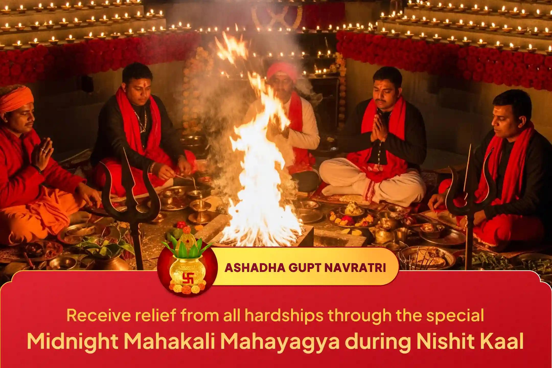 🌑 Are negativity, hidden enemies, and the evil eye repeatedly stopping your progress?  Participate in the Mahakali Mahayagya during the first midnight of Gupt Navratri and receive the divine protection of the Goddess.