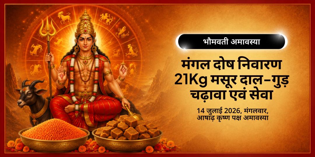 भौमवती अमावस्या मंगल दोष निवारण 21Kg मसूर दाल-गुड़ चढ़ावा एवं सेवा