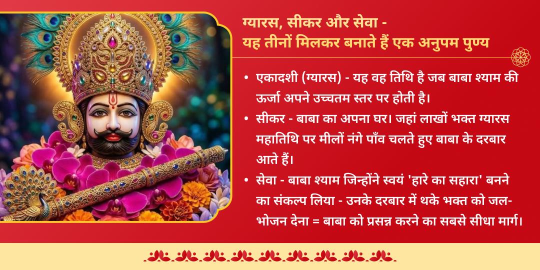एकादशी श्री खाटू श्याम धाम सीकर प्याऊ जल एवं भोजन सेवा
