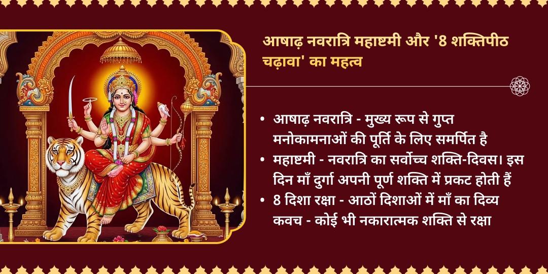 आषाढ़ नवरात्रि महाष्टमी 8 दिशा रक्षा 8 शक्तिपीठ सम्पूर्ण चढ़ावा