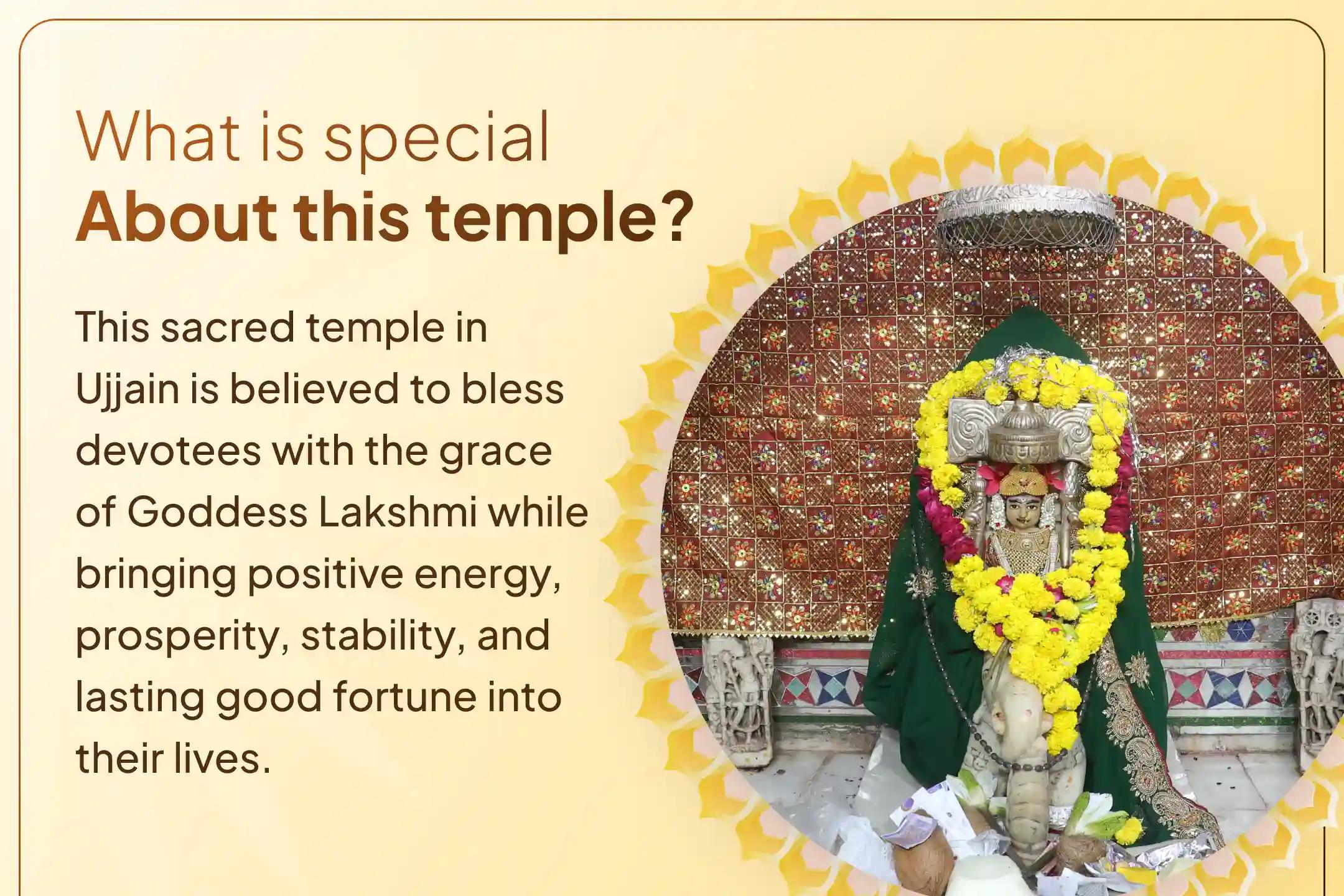 An opportunity to participate in the special Aarti of Goddess Lakshmi at the Gajalakshmi Temple mentioned in the Skanda Purana.
