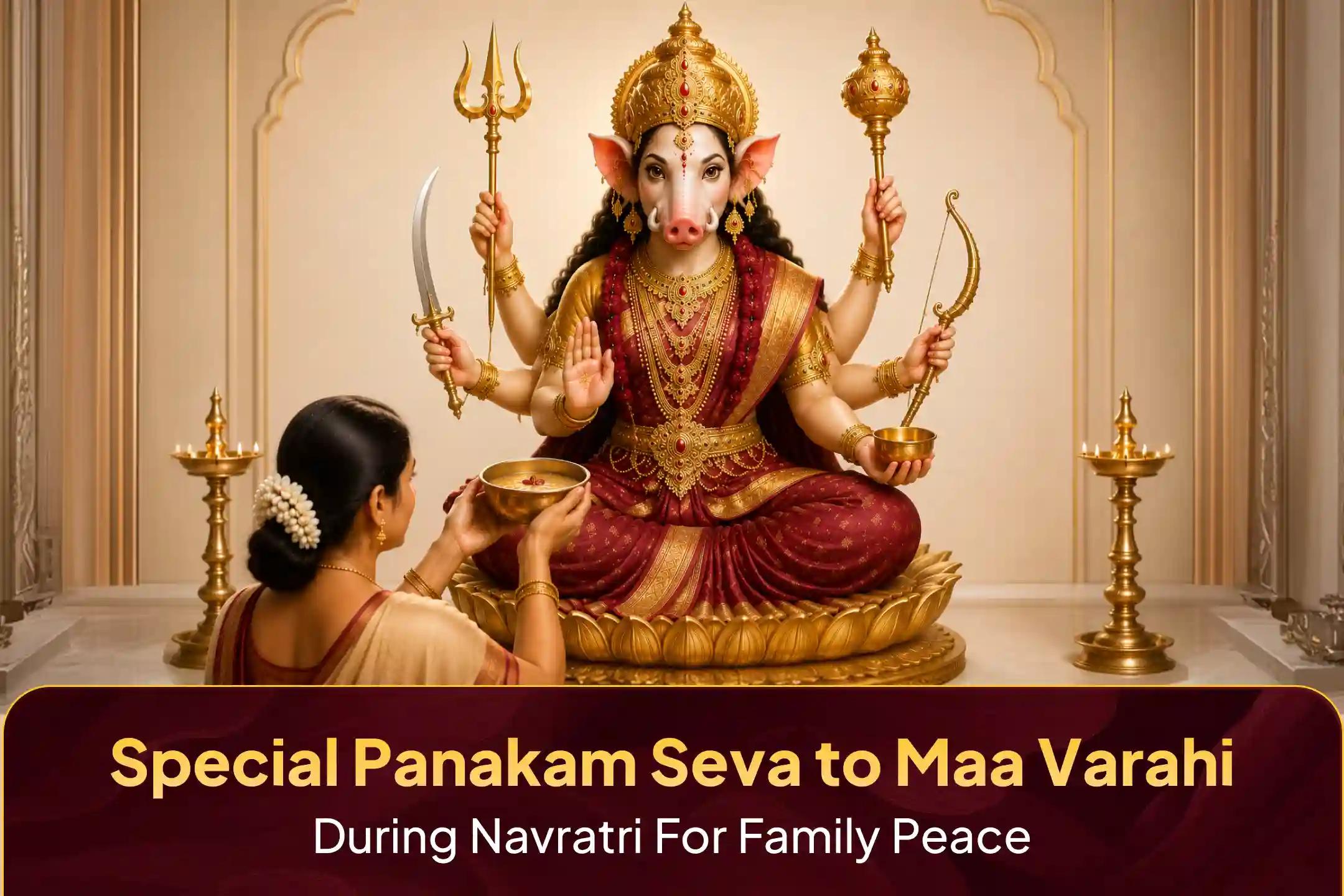 🕉️Participate in the Varahi Devi 51 Ltr Panakam Seva and Panch Red Dravya Abhishekam on Varahi Panchami to get family peace and domestic harmony, Neutralization of enemies and jealousy.🙏