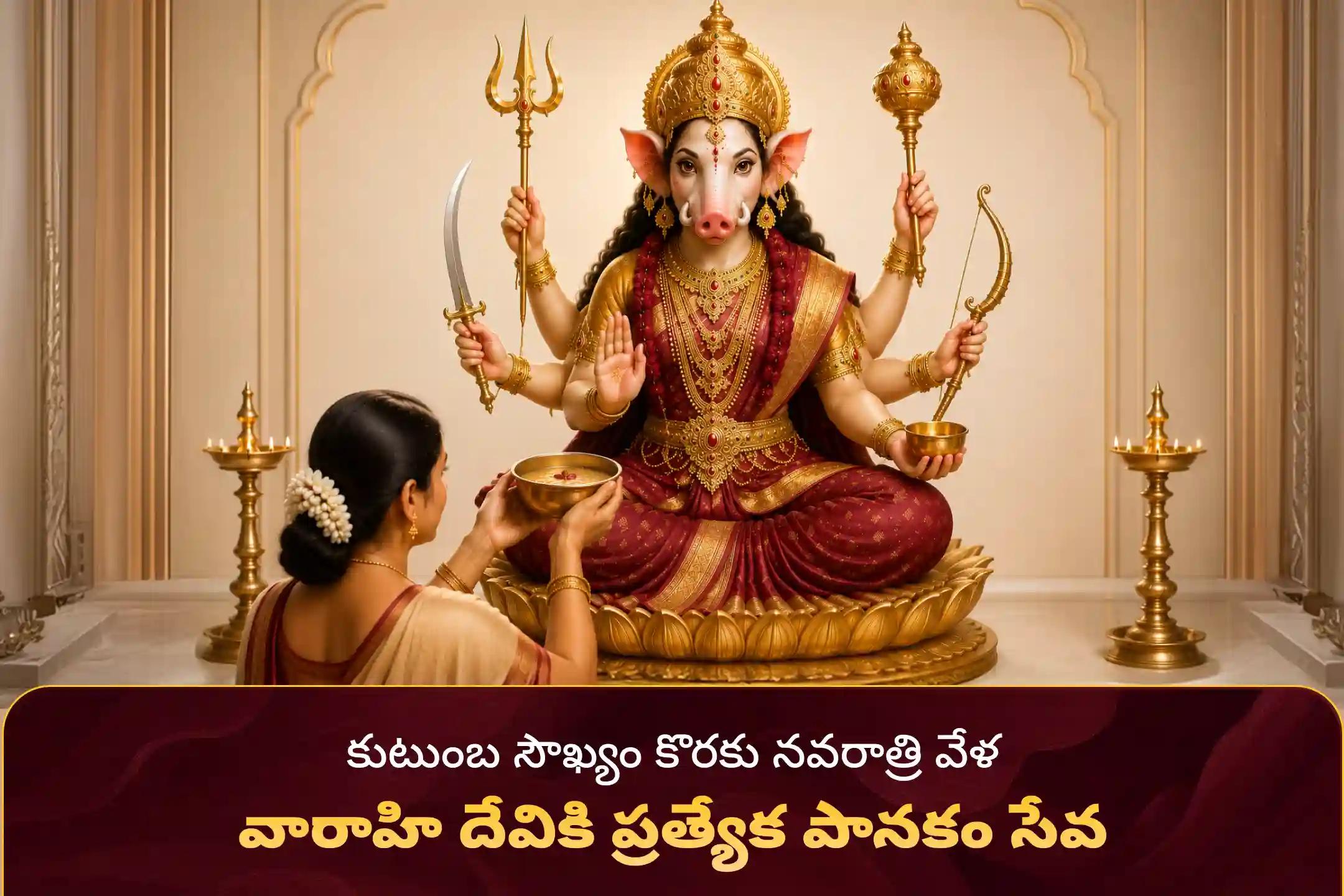 🔱 కుటుంబంలో ఎన్నో ఏళ్లుగా నలుగుతున్న కలహాలు, మనస్పర్థలు తొలగడం కోసం, అసూయ మరియు శత్రు పీడ నివారణ కోసం వారాహి పంచమి నాడు జరిగే "వారాహి దేవికి 51 లీటర్ల పానకం సేవ మరియు ఐదు విశిష్ట ఎరుపు ద్రవ్యాల అభిషేక సేవ"లో పాల్గొనండి 🙏