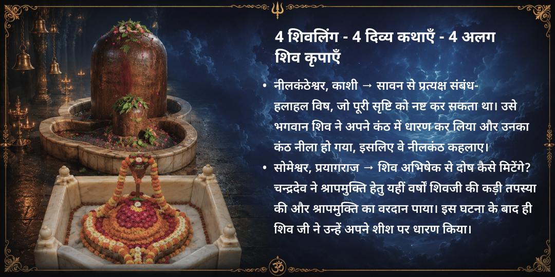 प्रथम सावन सोमवार 4 शिवलिंग रुद्राभिषेक