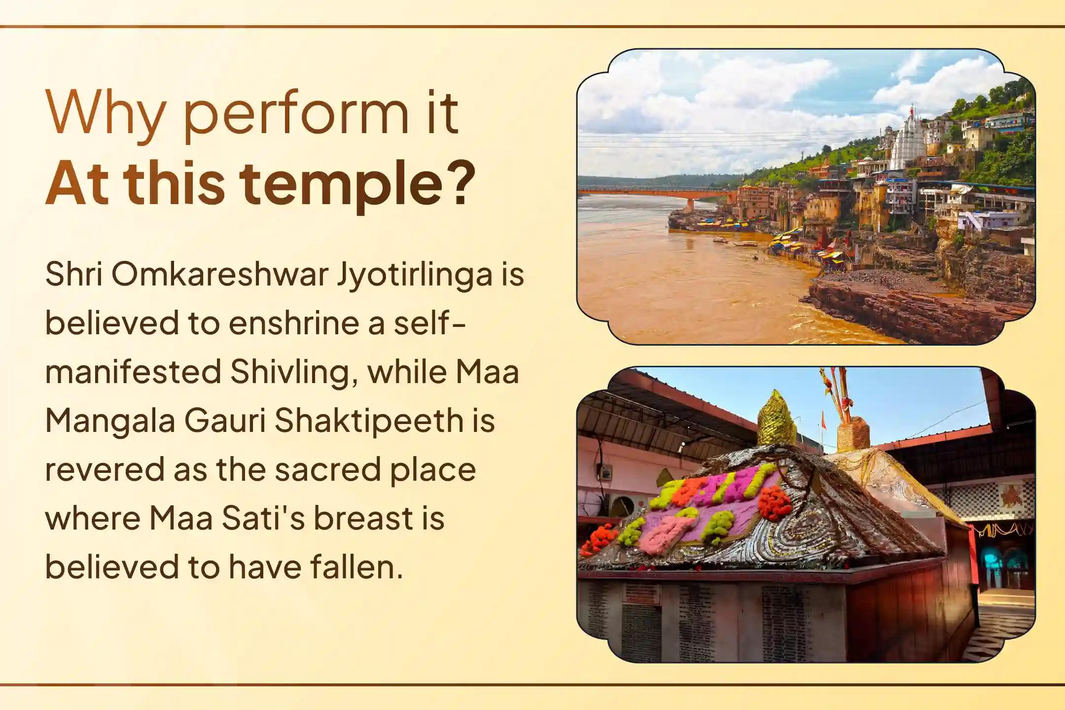 Join the Maha Abhishek and Puja at the sacred Omkareshwar Jyotirlinga and Mangala Gauri Shaktipeeth to seek blessings for marital harmony, love, and family happiness.