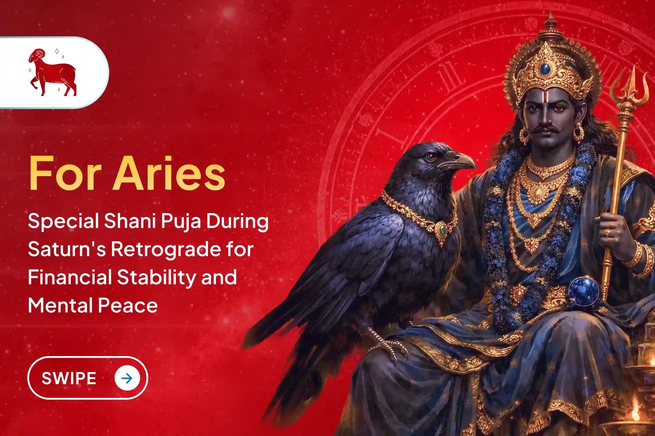 🪔 To pacify Sade Sati for Aries, participate in this special Shani Puja and receive divine blessings to overcome rising expenses, anxiety, and instability.