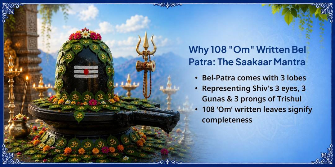 21 Litre Jal Abhishek & "Om" Written 108 Bilva Patra Arpan at Gauri Somnath Temple For Karmic Relief, Bhukti & Moksha - Join Now! 