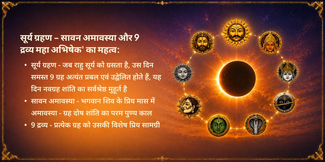 सूर्य ग्रहण - सावन अमावस्या 9 ग्रह शांति 9 द्रव्य महा अभिषेक