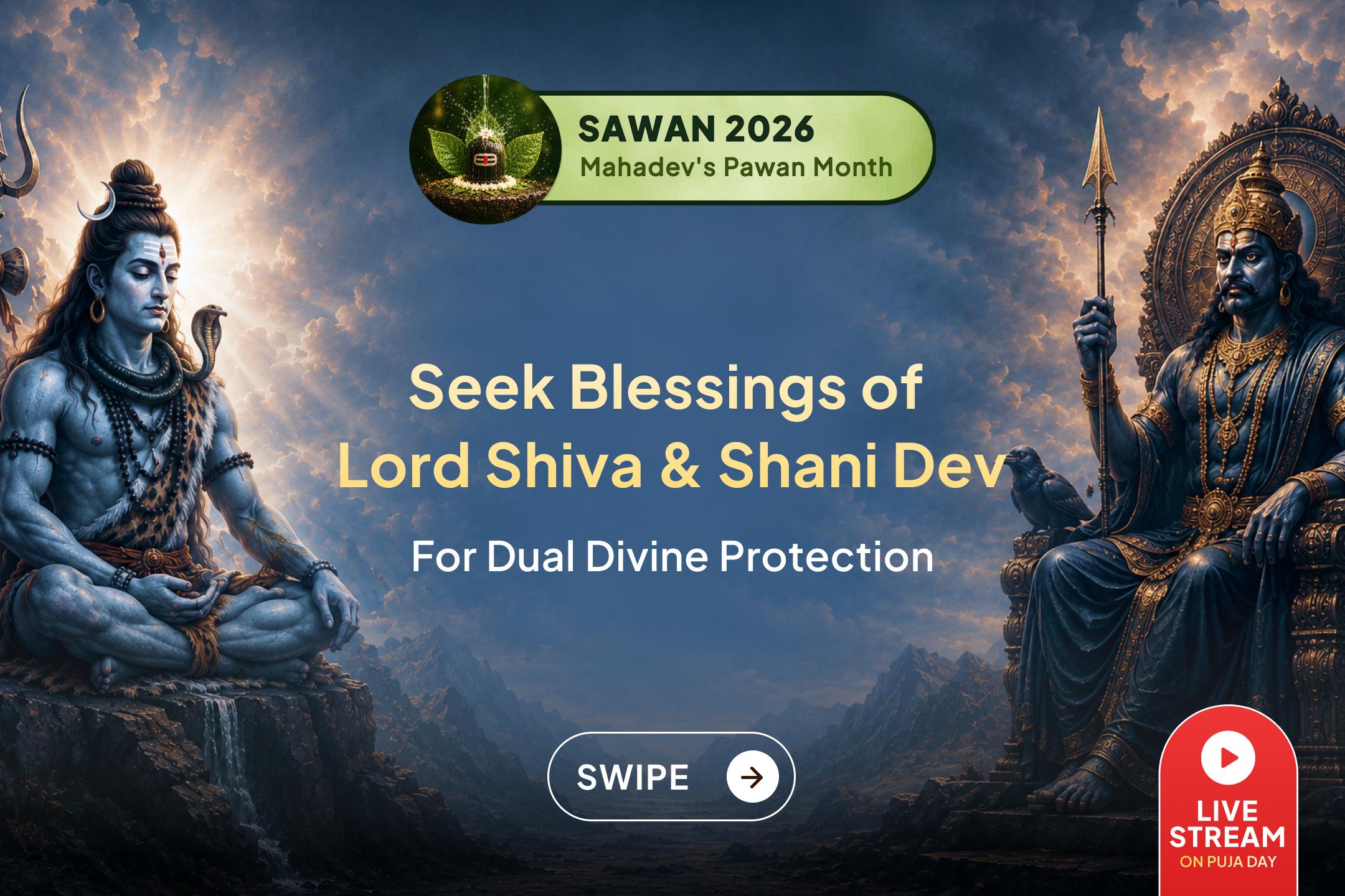 ⚖️ It is believed Lord Shani attained His divine role through Lord Shiva's blessings. This Sawan Saturday, seek the grace of the Guru and His disciple for dual divine protection. 