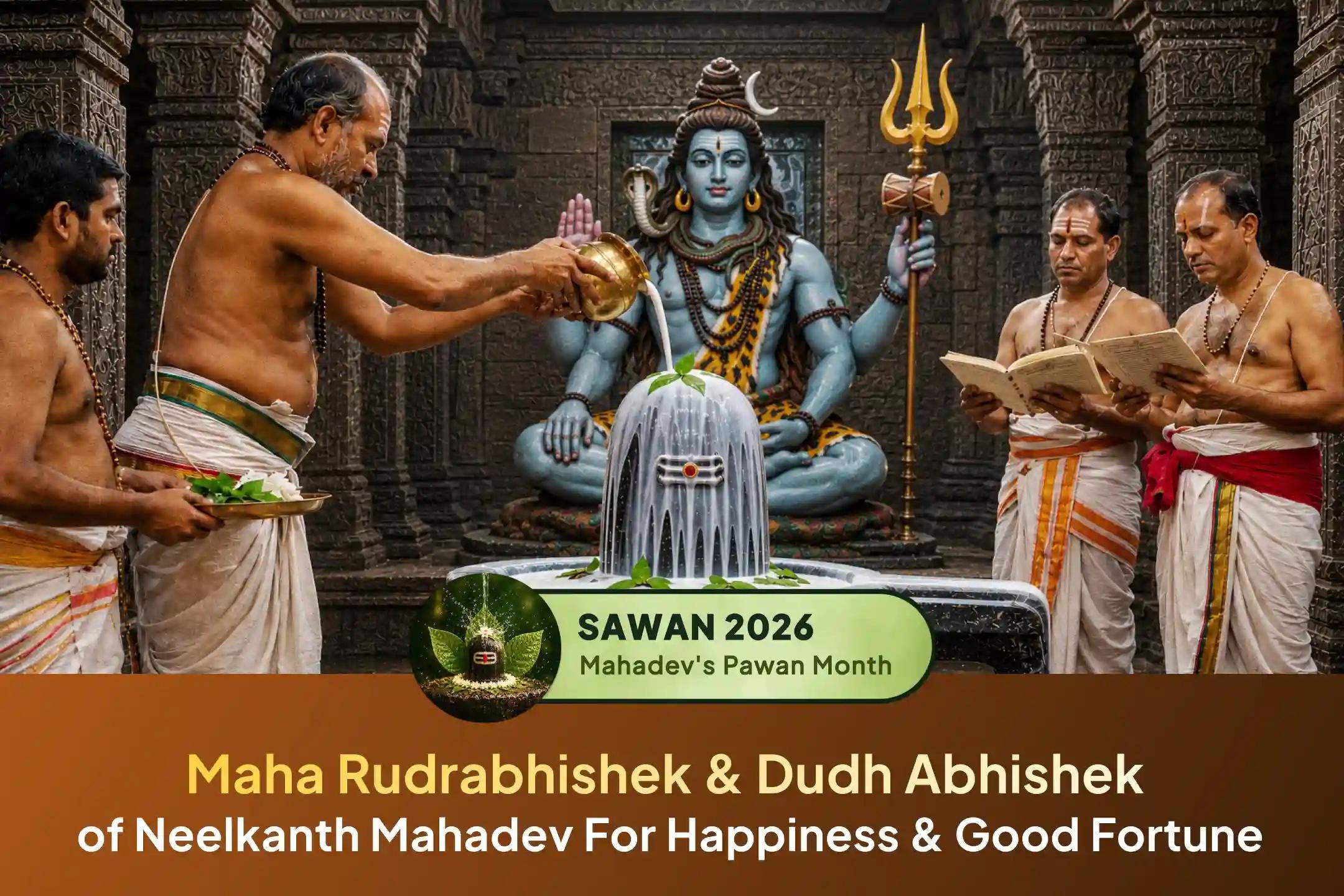 By connecting with the worship of Neelkanth Mahadev on the sacred Sawan Shivratri, a festival beloved by Lord Shiva, receive blessings of happiness, good fortune, good health, and strong relationships.