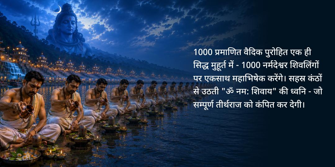 अंतिम सावन सोमवार 1000 ब्राह्मणों द्वारा 1000 नर्मदेश्वर शिवलिंग महाभिषेक 
