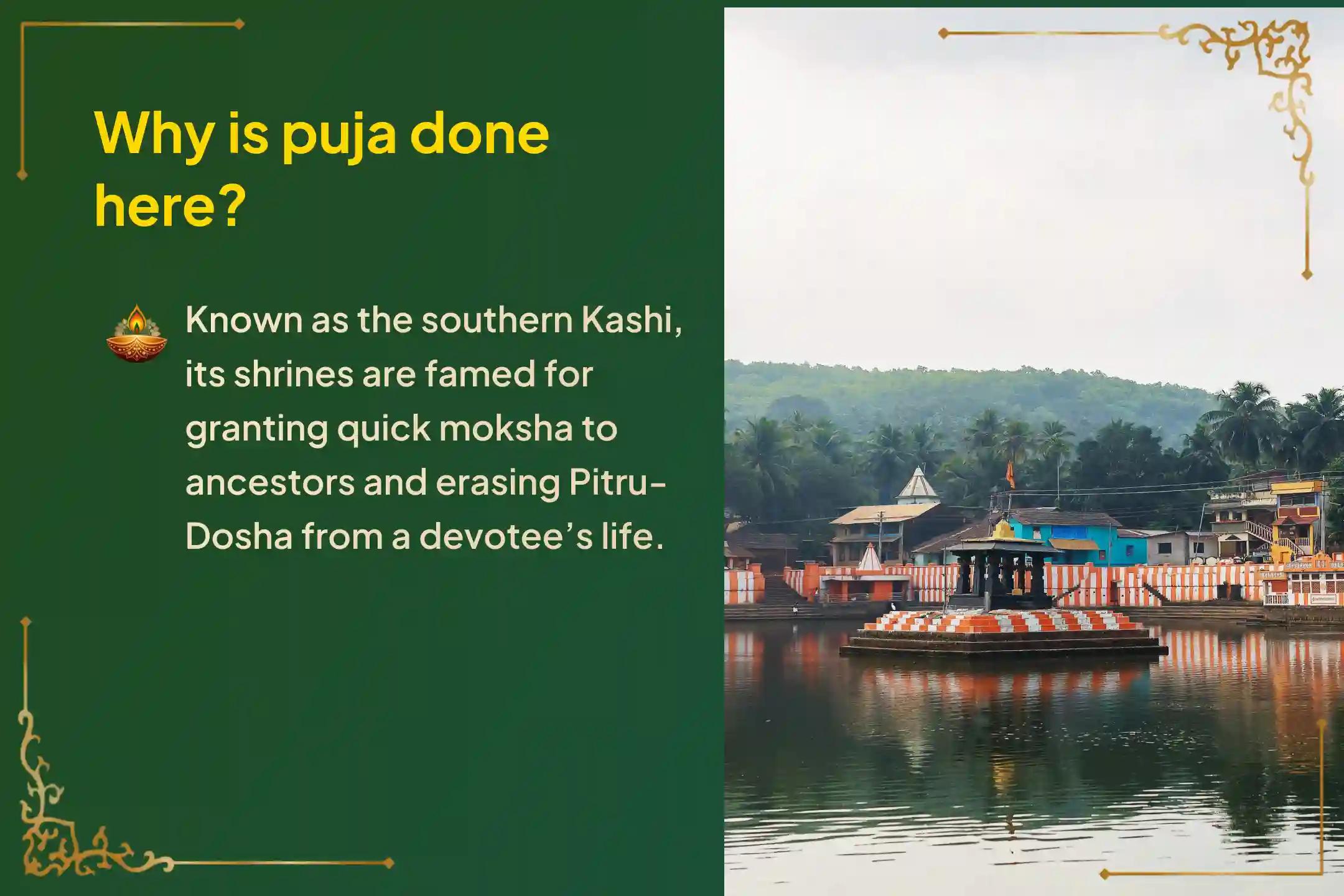 Participate in Kamika Ekadashi Special Narayan Bali Puja, Tripindi Shradh Puja, and Tila Homa at Gokarna Kshetra to bring peace to the unsettled souls of your ancestors and liberate departed souls that are stuck in unresolved karma.