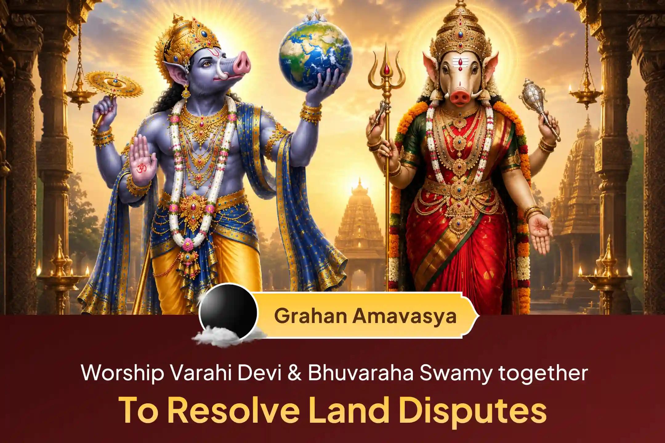 🕉️Participate in the Varahi Devi and Bhu Varaha Swamy Puja and Homam on Grahan Amavasya to resolve your Land Disputes and bless your dreams of a new home🙏