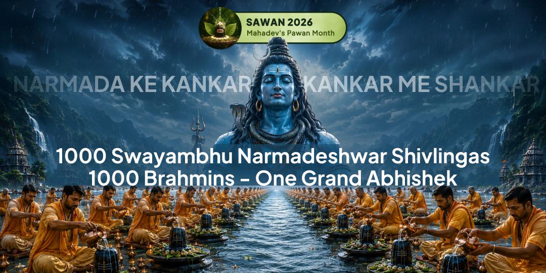 Sri Mandir’s Biggest Abhishek on 1000 Swayambhu Narmadeshwar Shivlingas by 1000 Brahmins Simultaneously.