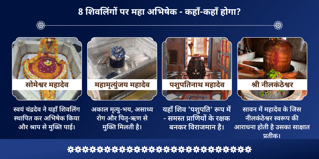 अंतिम सावन सोमवार 8 शिवलिंग महा अभिषेक