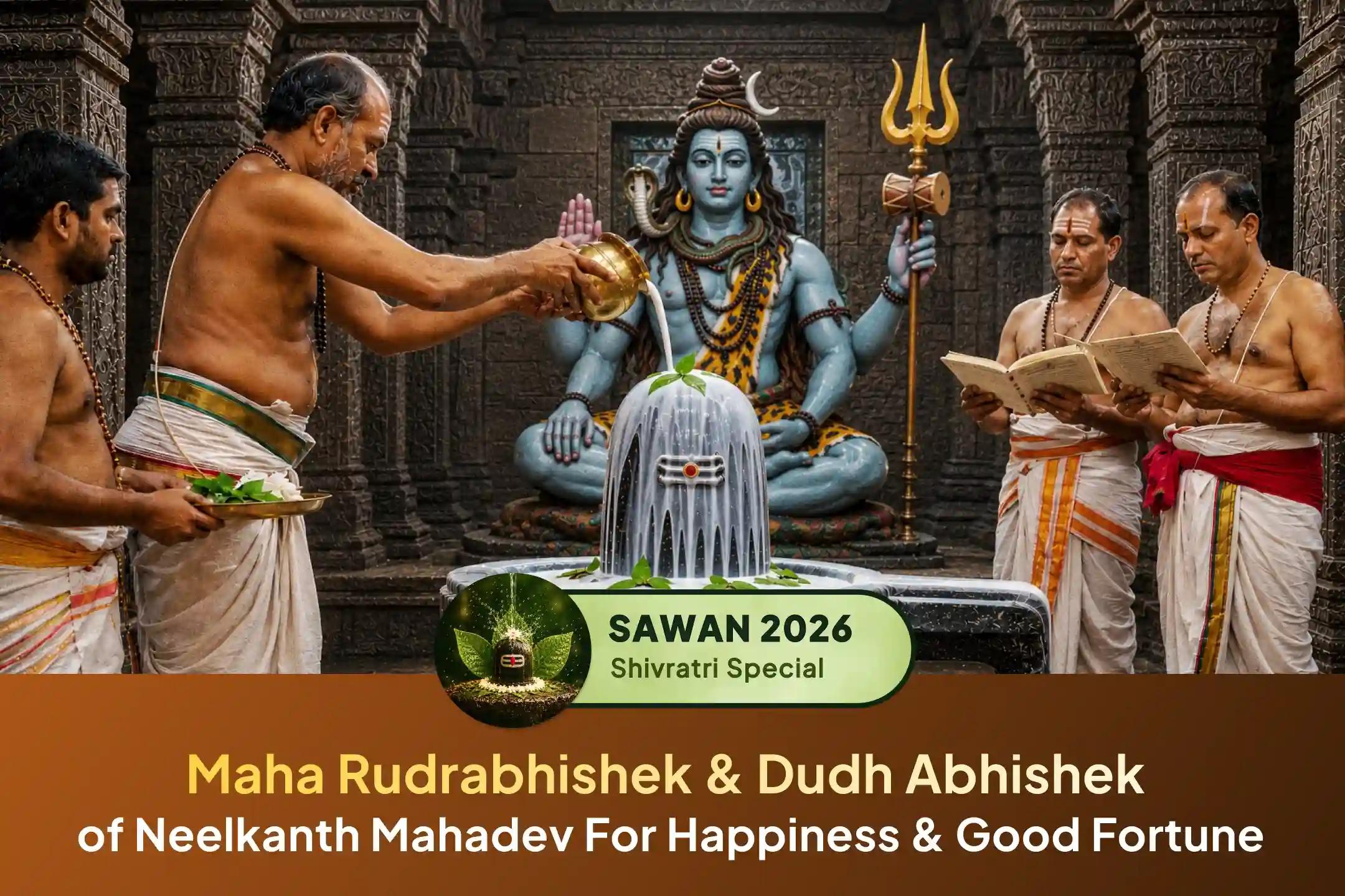 By connecting with the worship of Neelkanth Mahadev on the sacred Sawan Shivratri, a festival beloved by Lord Shiva, receive blessings of happiness, good fortune, good health, and strong relationships.