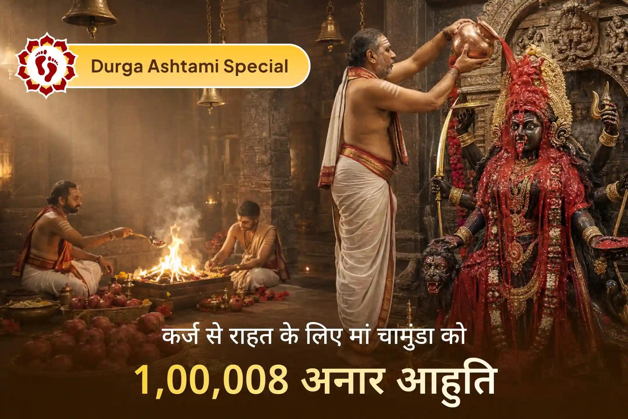 इस दुर्गा अष्टमी, बार-बार बढ़ते कर्ज और जीवन की लगातार बढ़ती समस्याओं से राहत के लिए मां चामुंडा का आशीर्वाद प्राप्त करें।
