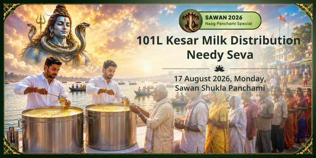 Sawan Somwar-Nag Panchami 101L Kesar Milk Distribution Needy Seva