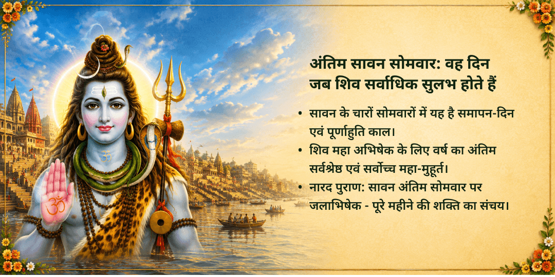 सावन अंतिम सोमवार काशी पुण्य संपूर्णता पंच महासेवा