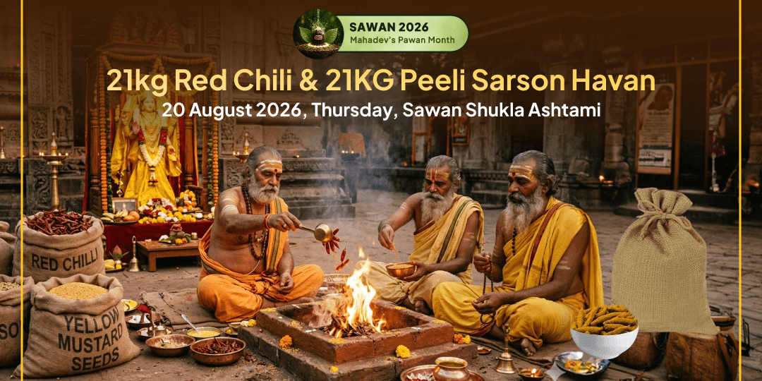 Sawan Durgashtami 21KG Lal Mirchi Nazar Dosh Ahuti - 21KG Peeli Sarson Shatru Vijay Ahuti 