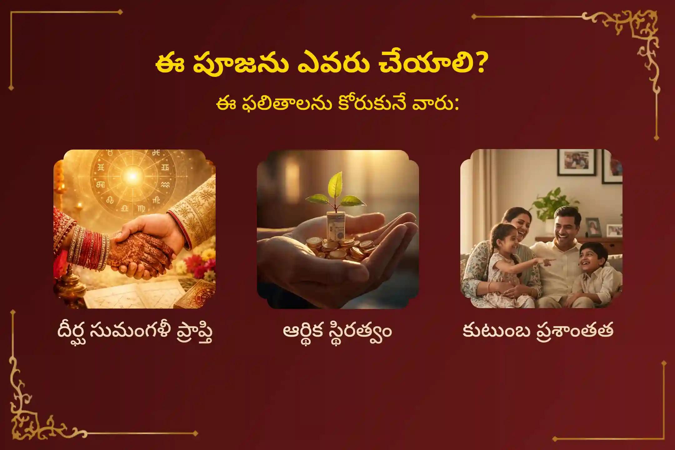 వరలక్ష్మీ వ్రతం పవిత్ర రోజున జరిగే 'కలశస్థాపన, మా లక్ష్మీ లక్ష కుంకుమార్చన మరియు వరలక్ష్మీ వ్రత కథ' పూజలో పాల్గొని దేవి దివ్య అనుగ్రహం, దీర్ఘ సుమంగళీ ప్రాప్తి మరియు ఐశ్వర్యాన్ని పొందండి.