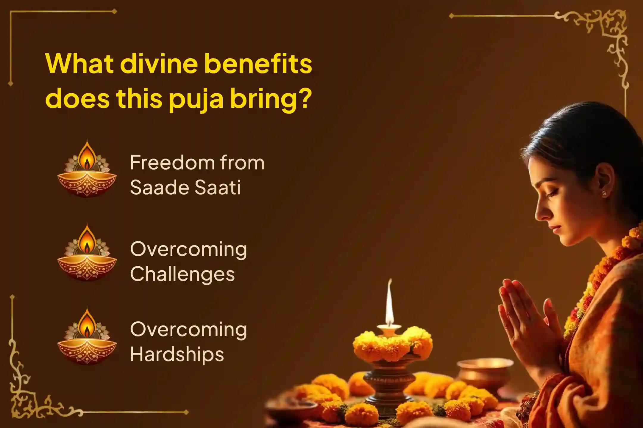 Participate in the Shravana Saturday Shani Saade Saati Relief Special Shani Saade Saati Peeda Shanti Mahapuja, Shani Til Tel Abhishek, and Mahadasha Shanti Mahapuja to get relief from Shani Saade Saati and the Mahadasha of Shani