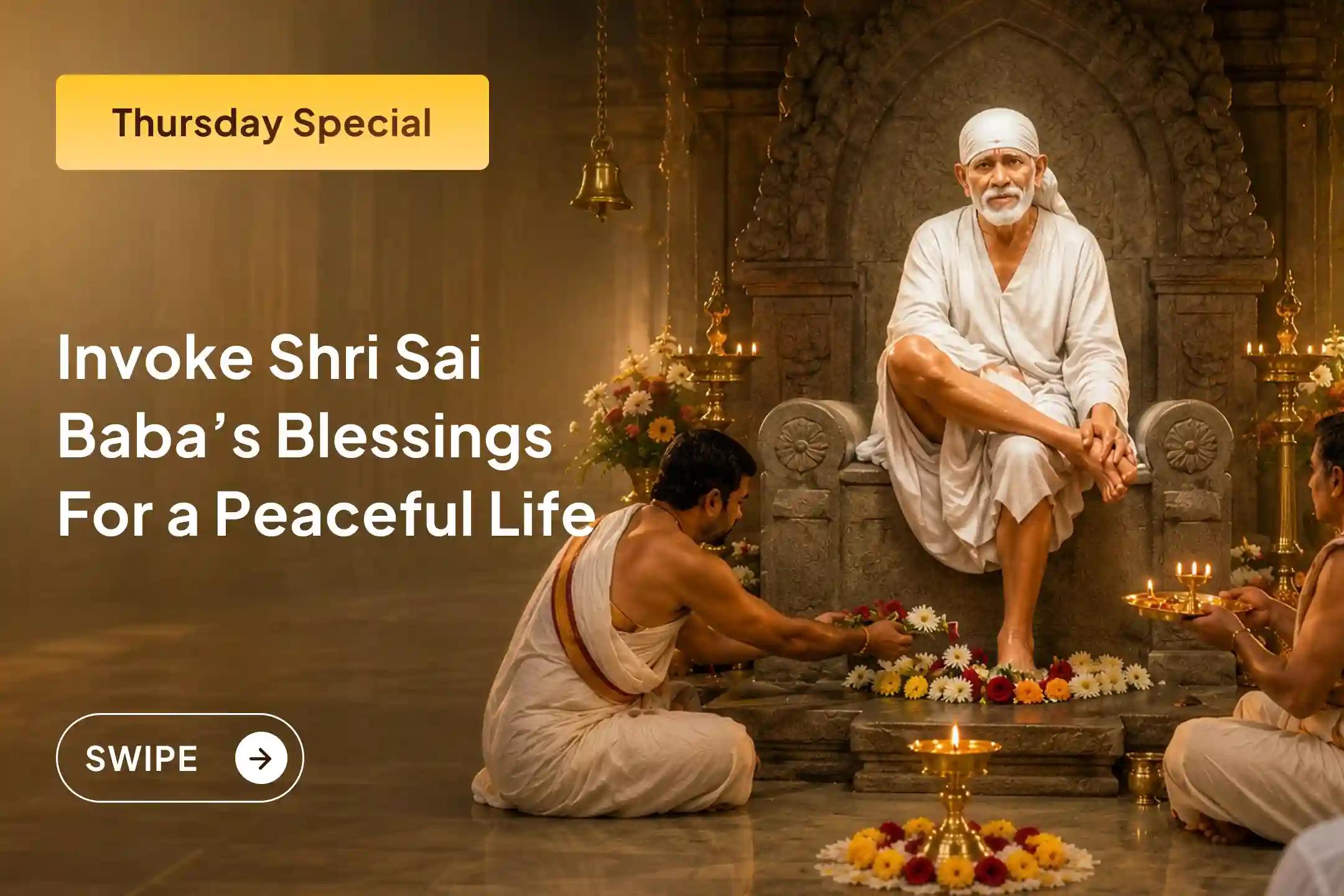 🙌 Sai Baba's path of Shraddha, and selfless service continues to inspire millions. Join this Guruvar Special Puja and seek His blessings. 