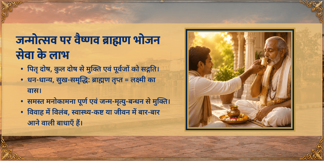 श्री कृष्ण जन्माष्टमी 21 वैष्णव ब्राह्मण भोजन सेवा