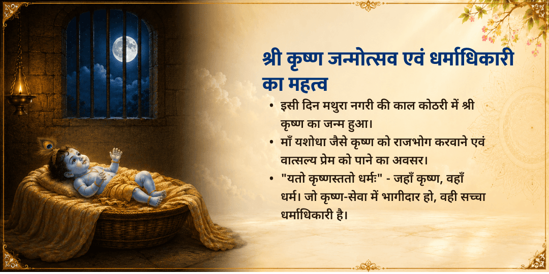 श्री कृष्ण जन्माष्टमी 'धर्माधिकारी' वटपत्र नाम-लेखन, श्री कृष्ण राजभोग एवं अन्नदानम् सेवा