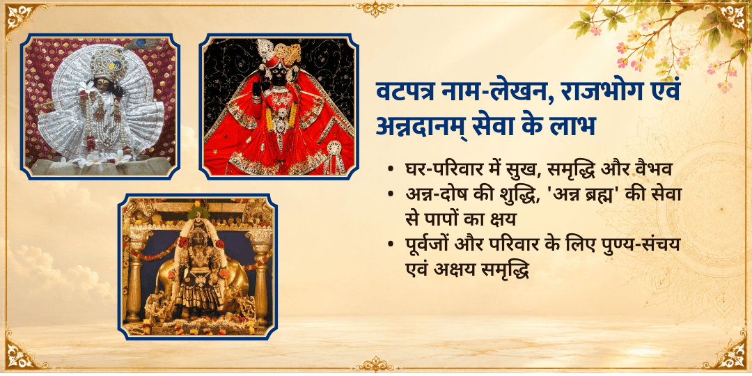 श्री कृष्ण जन्माष्टमी 'धर्माधिकारी' वटपत्र नाम-लेखन, श्री कृष्ण राजभोग एवं अन्नदानम् सेवा