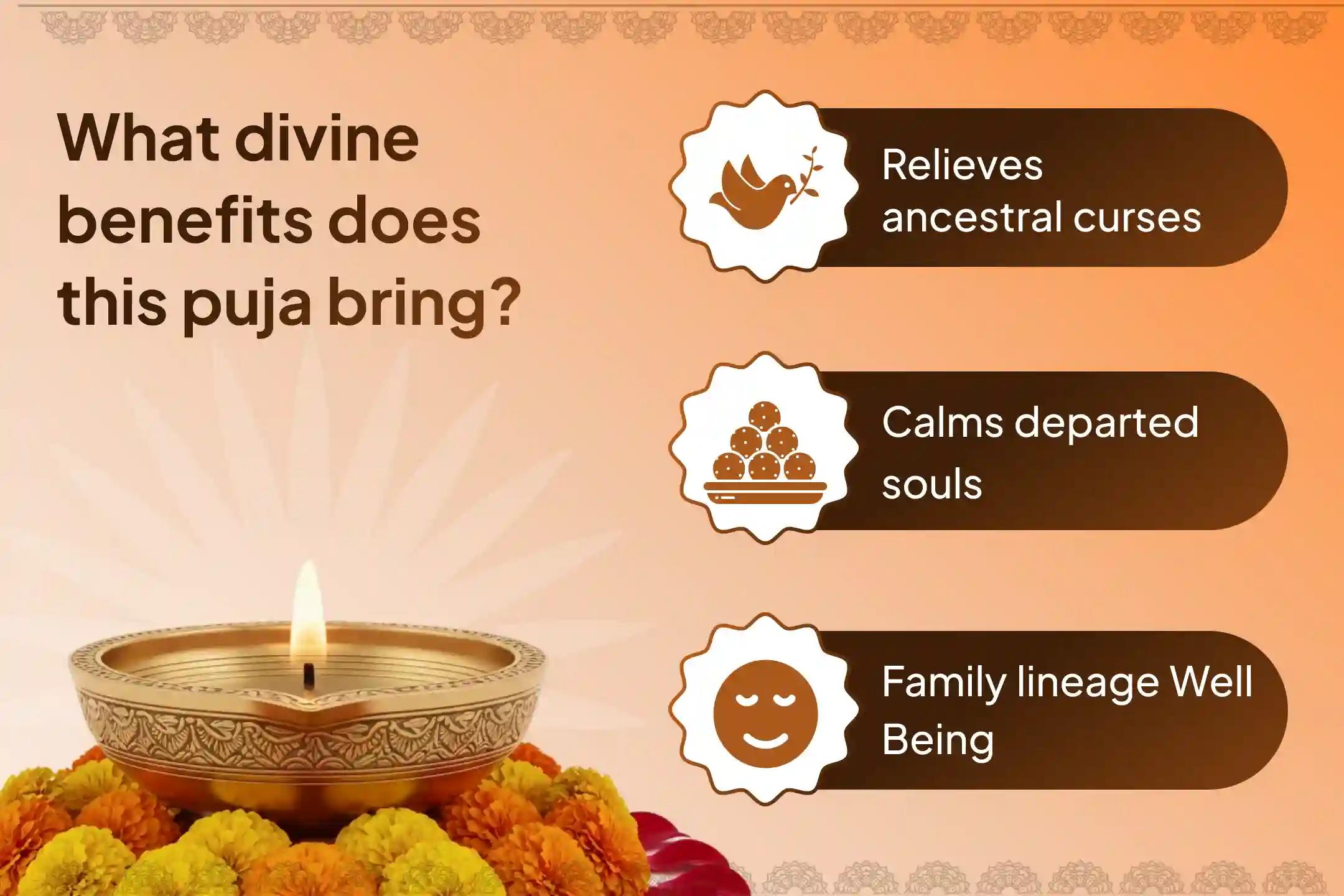 Participate in the Amavasya Gokarna Kshetra Pitru Shanti Special Narayan Bali Puja, Tripindi Shradh, Pitru Dosh Shanti Puja, and Tila Homa to relieve ancestral curses and Bring Peace for Departed Souls.