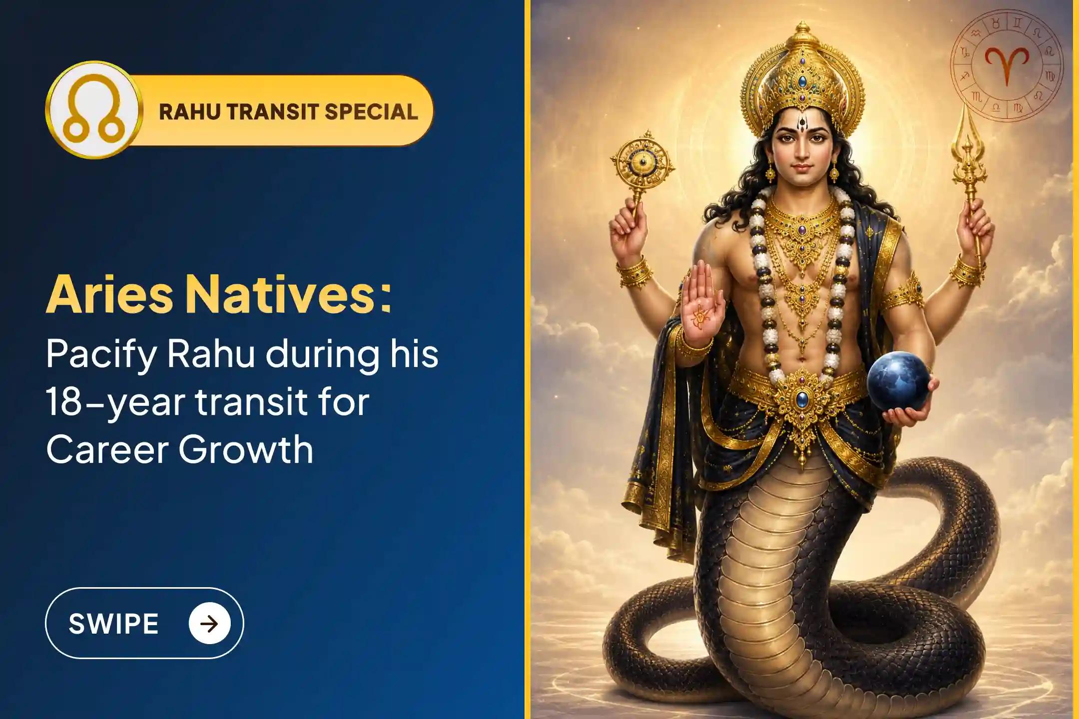 🕉️Participate in the 'Rahu Shanti Jaap and Homam for Mesha (Aries) Rashi' during this 18-year special Rahu Transit to remove mental stress, gain career progress, and bring positive growth into your professional life.🙏