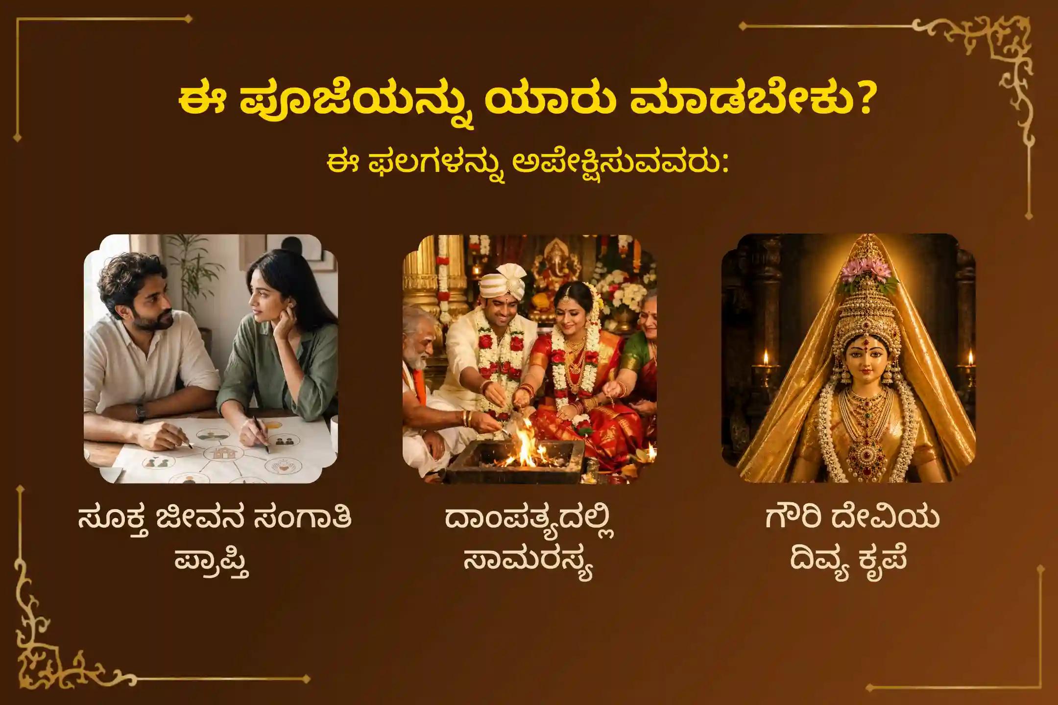ಗೌರಿ ಹಬ್ಬದ ಪವಿತ್ರ ಸಂದರ್ಭದಲ್ಲಿ 'ಗೌರಿ ಹಬ್ಬ ವಿಶೇಷ ಗೌರಿ ಶೋಡಶೋಪಚಾರ ಪೂಜೆ ಮತ್ತು ಕನ್ಯಾ ಪೂಜೆ' ಯಲ್ಲಿ ಪಾಲ್ಗೊಳ್ಳಿ. ಗೌರಿ ದೇವಿಯ ದೈವಿಕ ಆಶೀರ್ವಾದದೊಂದಿಗೆ ಸುಖಮಯ, ಆರೋಗ್ಯಕರ ದಾಂಪತ್ಯ ಜೀವನವನ್ನು ಹಾಗೂ ಸೂಕ್ತ ಜೀವನ ಸಂಗಾತಿಯನ್ನು ಪಡೆಯಿರಿ.🙏