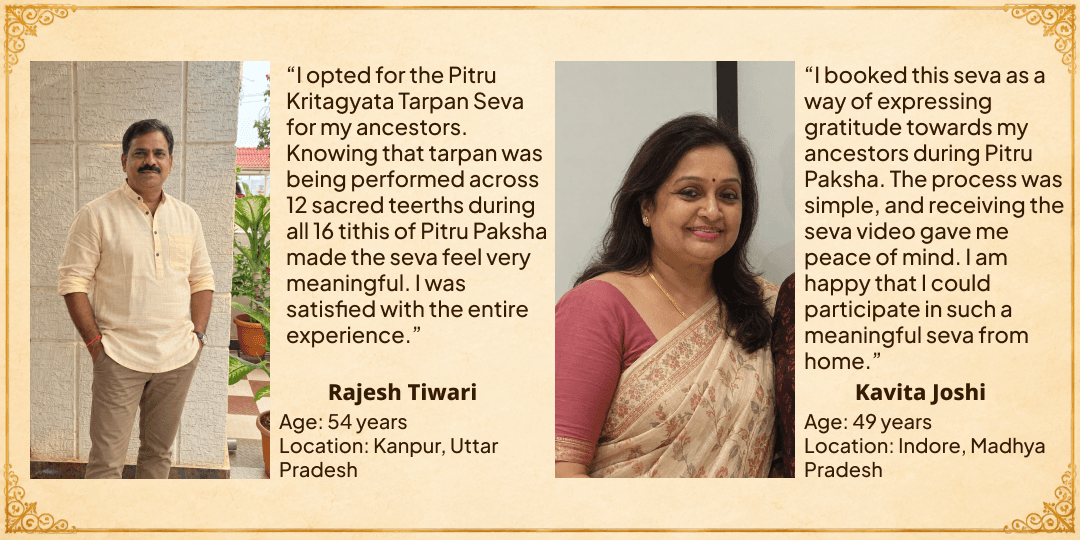 Pitru Paksha 16 Tithis 12 Teerths Pitru Kritagyata Tarpan Seva 