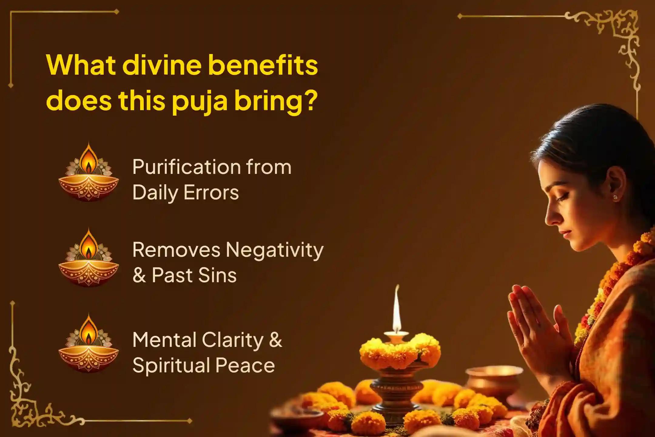 Participate in the 'Savita Gayatri Prayaschitta Homa' at Pratyangira Temple to seek purification from knowingly or unknowingly committed errors, ritual omissions, and lapses in daily prayers or nitya-karma.