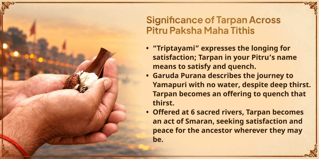 Pitru Paksha 6 Tithis 6 Moksha Teerth Sarv Pitru Tripti Tarpan Sankalp 
