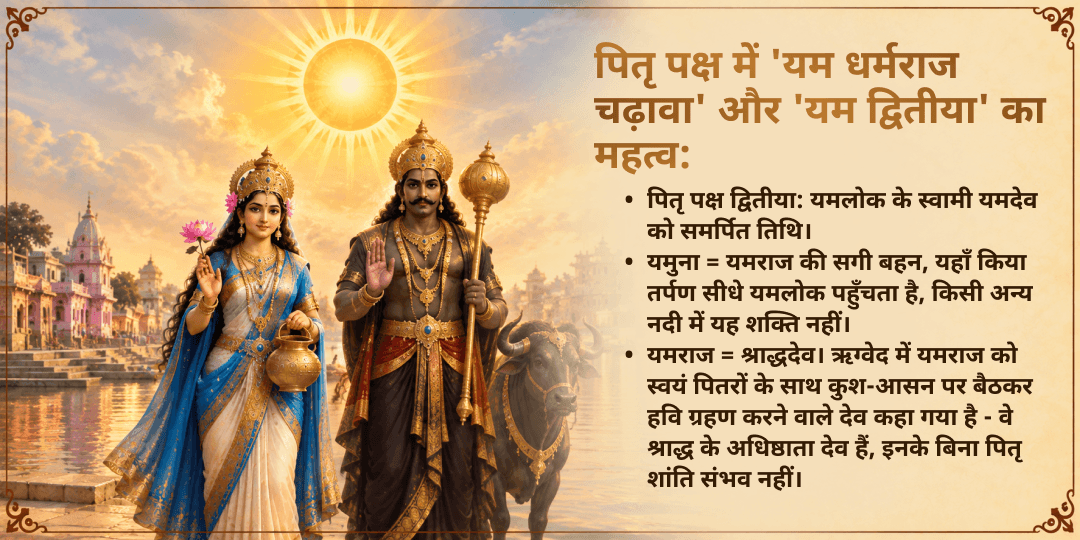 पितृ पक्ष द्वितीया यम धर्मराज चढ़ावा एवं यमुना तर्पण