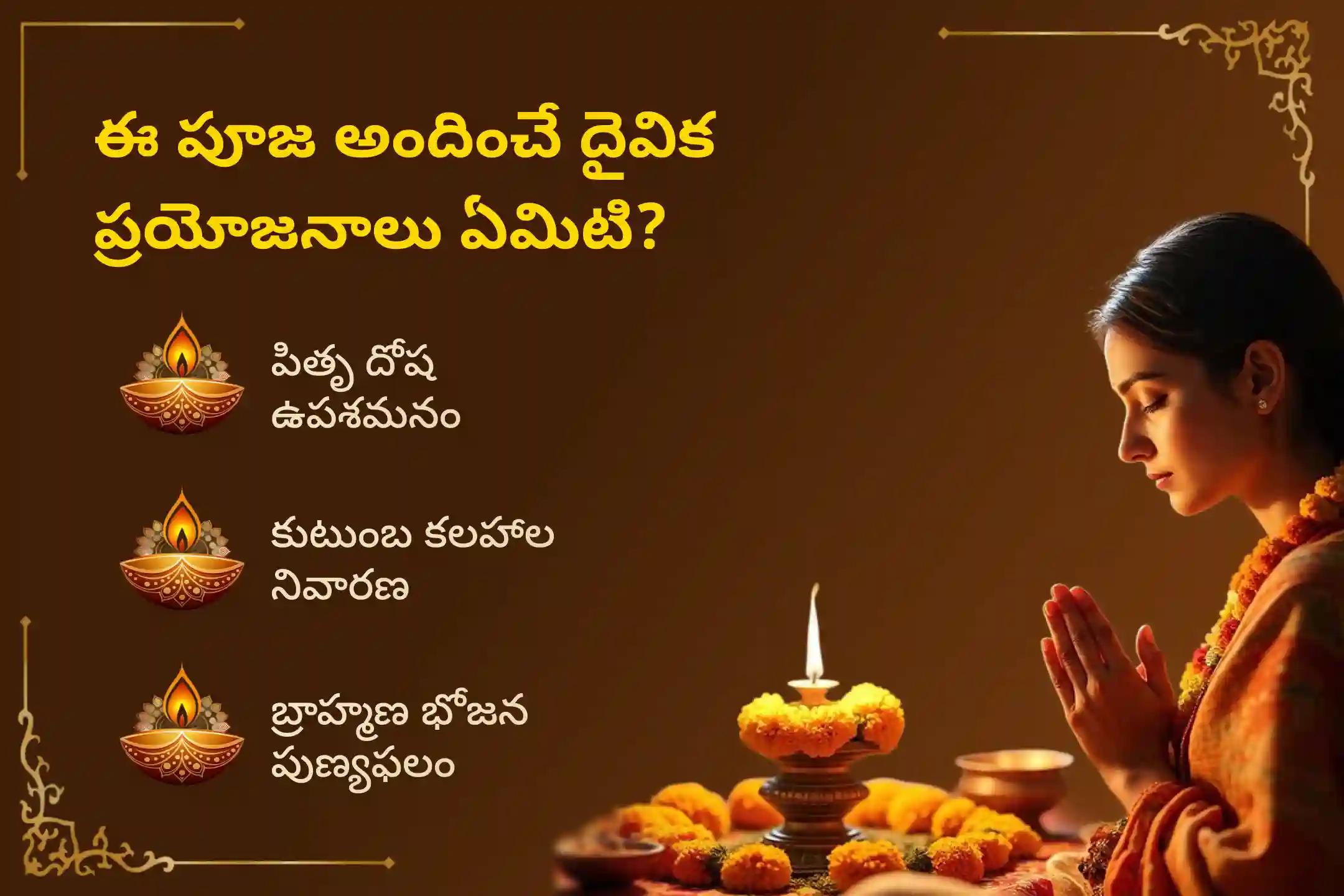 కాశీలో భరణి నక్షత్రం వేళ నిర్వహించే 'కాశీ సర్వ పితృ శాంతి పూజ మరియు 21 మంది బ్రాహ్మణ భోజన దాన సేవ'లో పాల్గొనడం వల్ల పితృదేవతలకు ఒకేసారి శాంతిని చేకూరి, కుటుంబంలో వివాదాలు తొలగి ప్రశాంతత లభిస్తుందని భక్తులు నమ్ముతారు