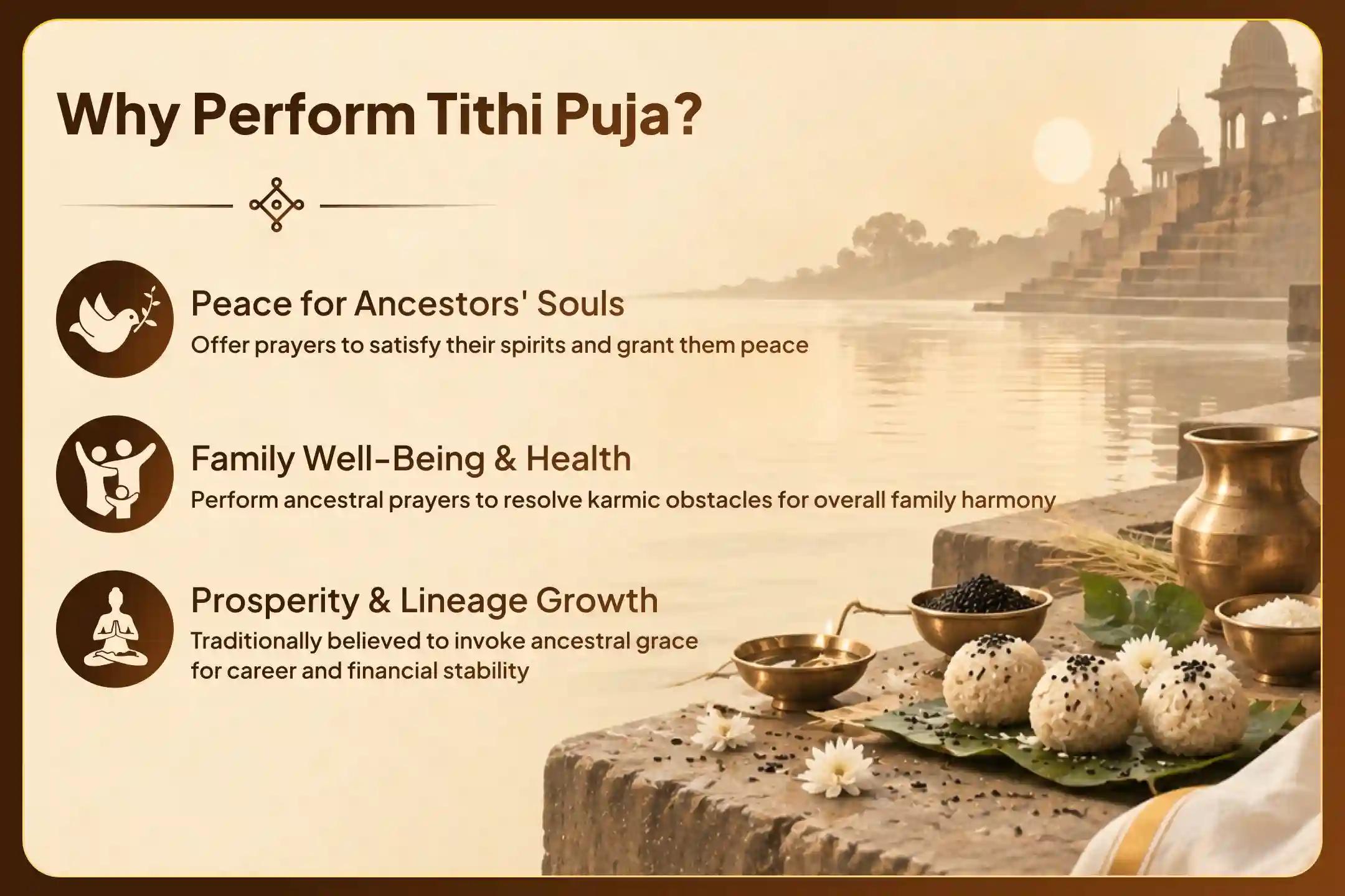 Participate in the Saptami Punya Tithi Pitru Shradh Puja and Til Tarpan to bring peace to your ancestors' souls and bring good health, harmony, and prosperity to your family.
