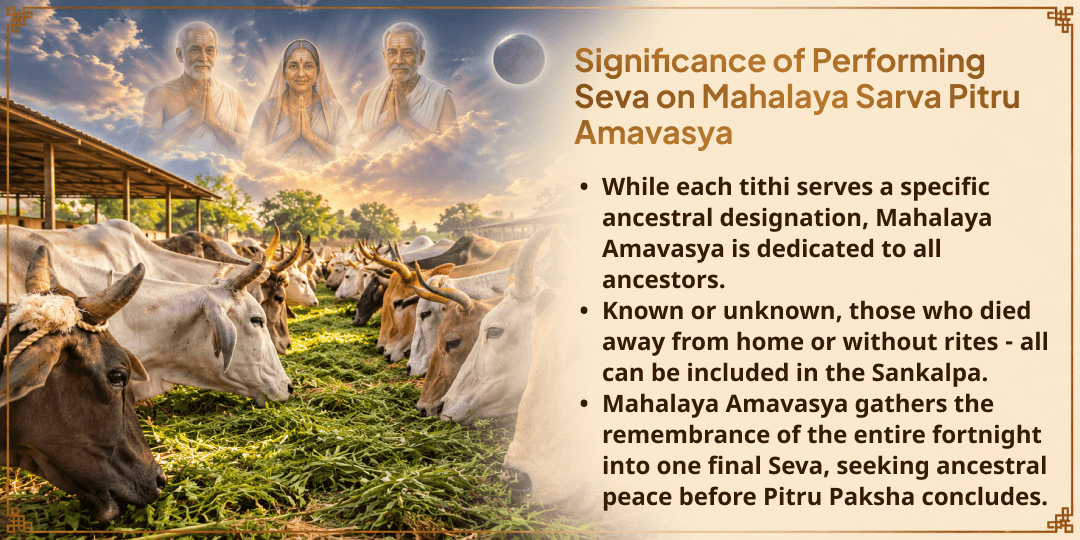 Mahalaya Sarv Pitru Amavasya 21 Gau Mata Seva for Ancestor's Safe Vaitarani Crossing