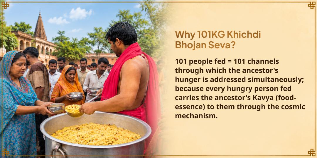 Pitru Paksha Ekadashi 3 Moksha Teerth 101KG Khichdi Needy Bhojan Seva 