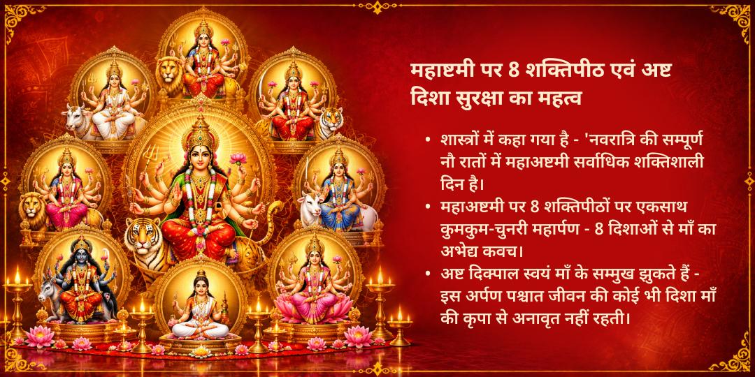 महानवरात्रि दुर्गाष्टमी 8 दिशा रक्षा 8 शक्तिपीठ कुमकुम-चुनरी महार्पण