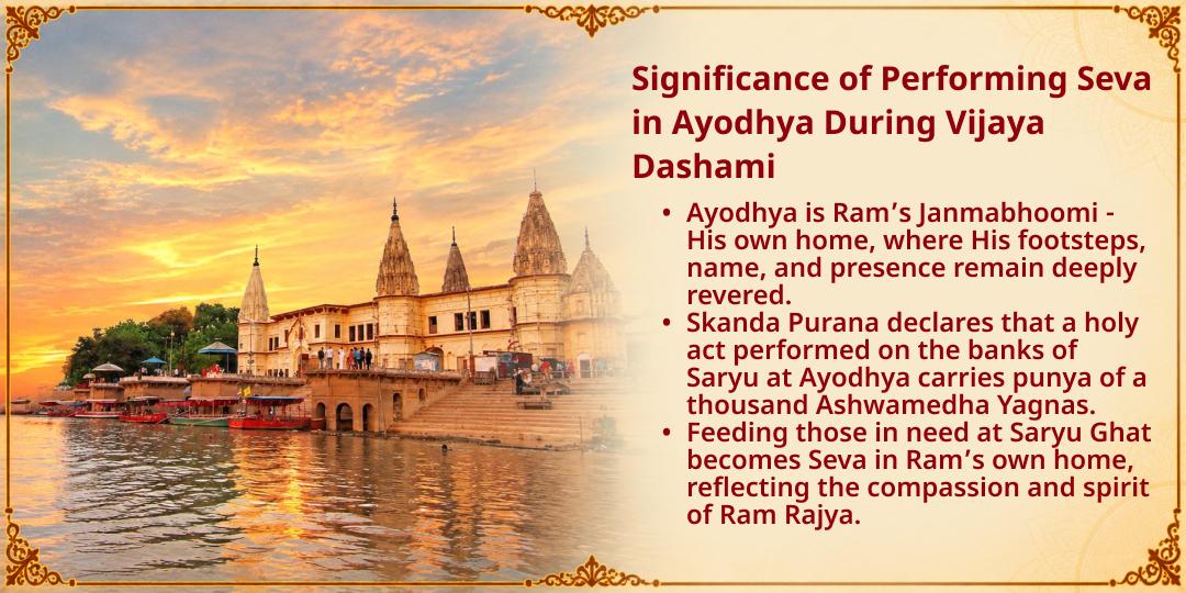 Vijaya Dashami Special Shri Ram Janmabhoomi Ayodhya Needy People Seva 