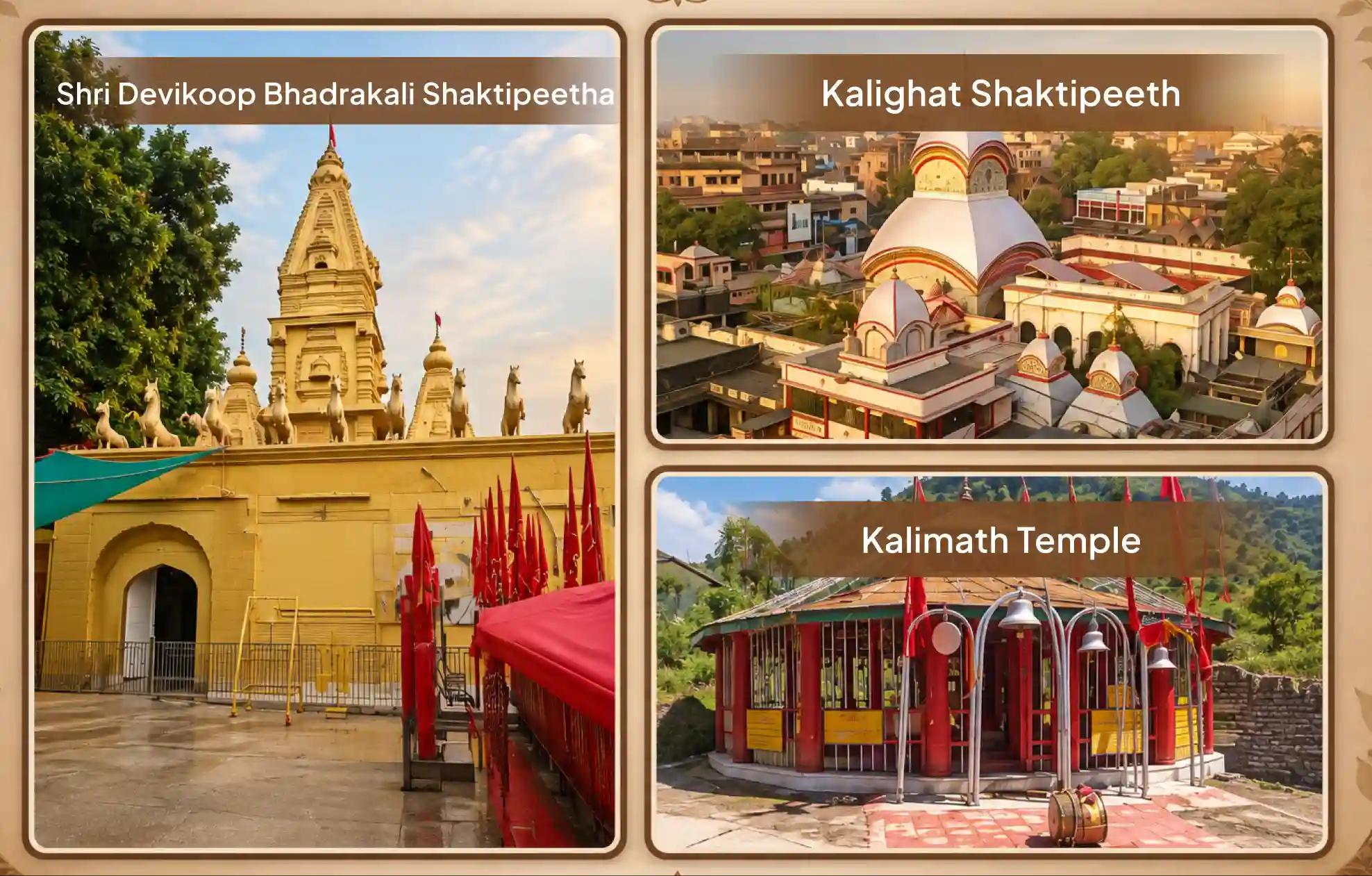 Shri Devikoop Bhadrakali Shaktipeetha, Kalighat Shaktipeeth, Kalimath Temple, Kurukshetra - Haryana, Kolkata - West Bengal, Rudraprayag - Uttarakhand