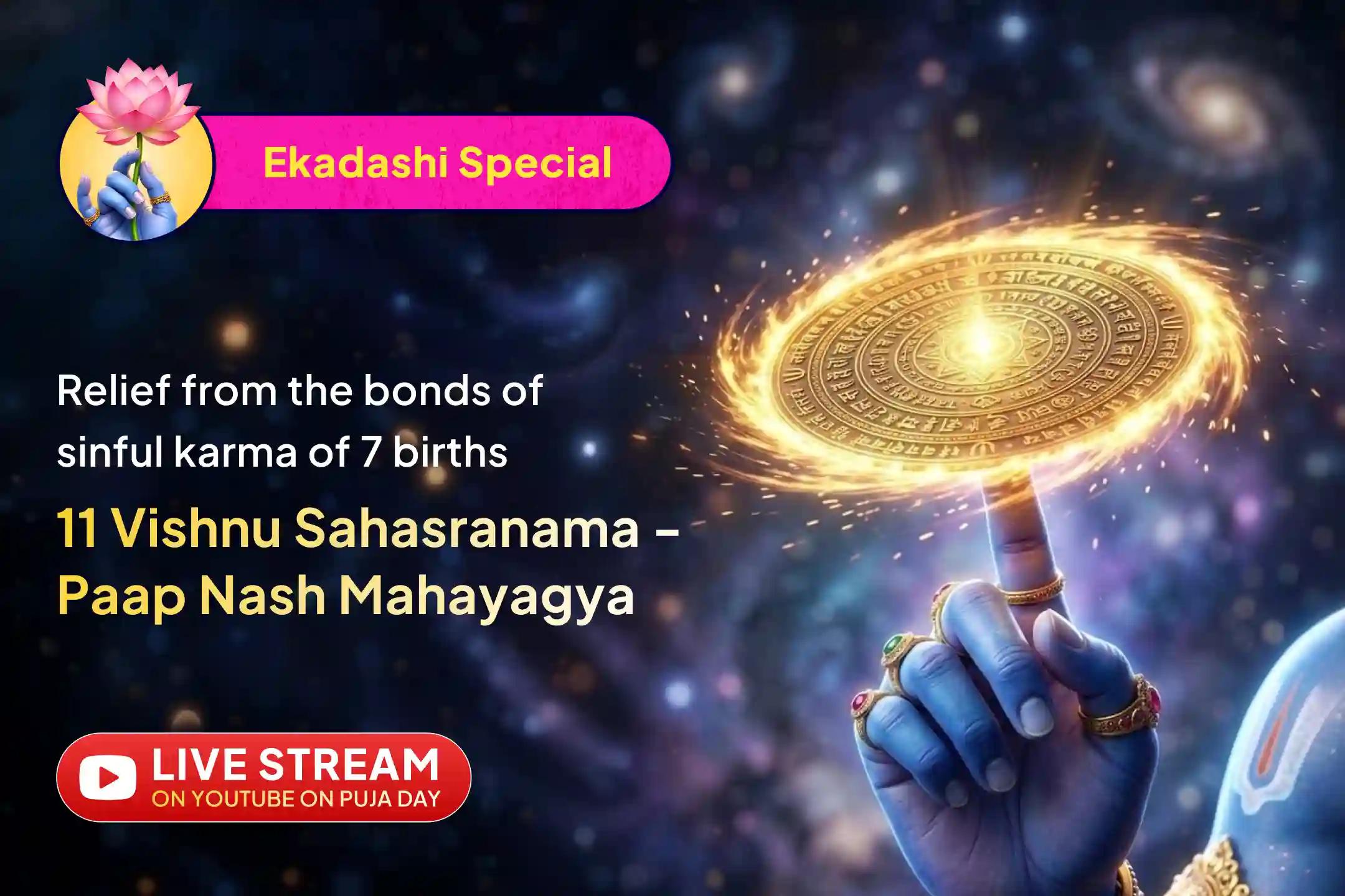💫 Receive blessings for relief from the sins of this life and previous births through the worship of Lord Vishnu on Ekadashi.