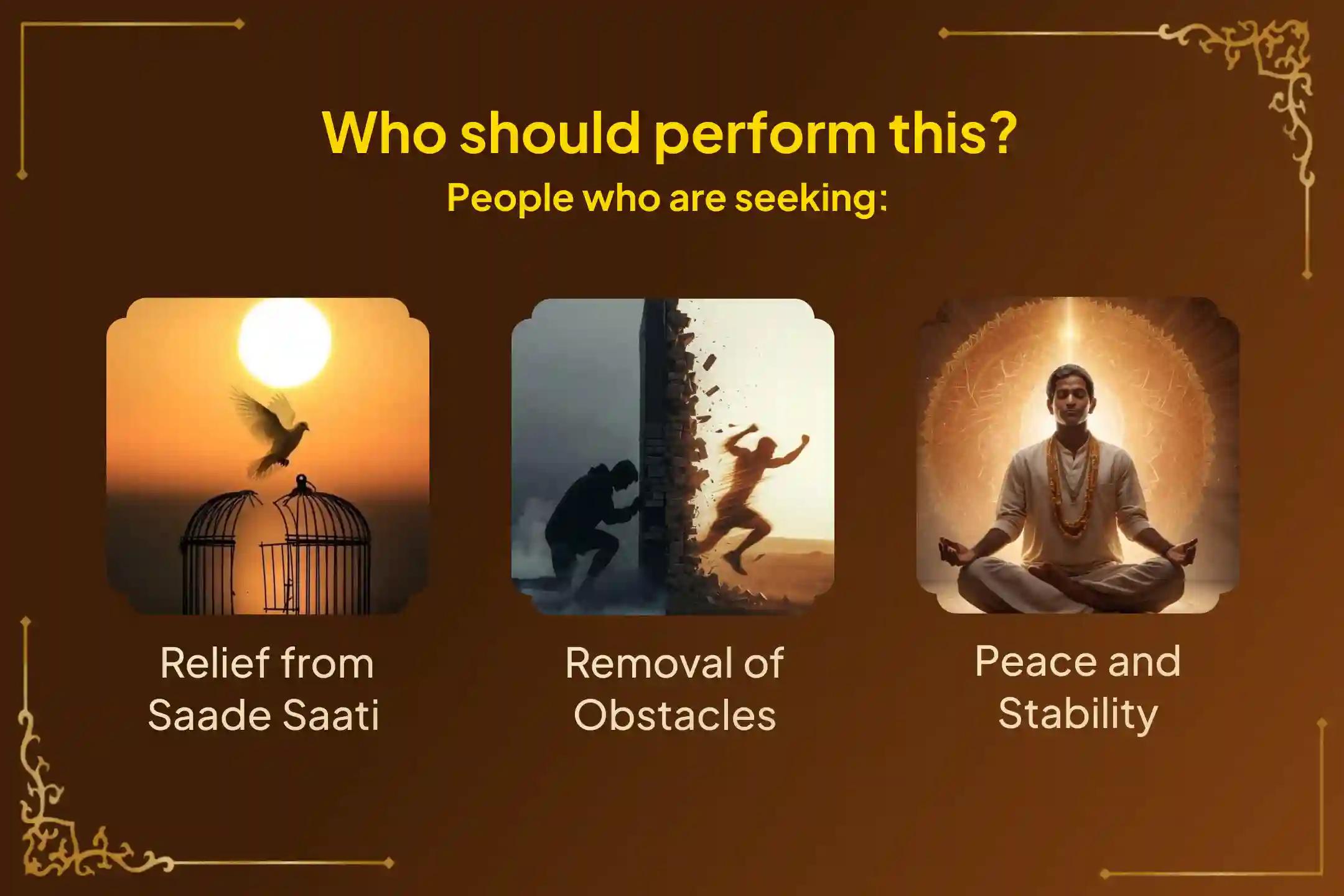 Participate in the Shani Trayodashi Shani Shanti - Aquarius Special Shani Saade Saati Shanti Puja for Aquarius to seek relief from anxiety, money issues, and family issues, which are caused by Shani Saade Saati
